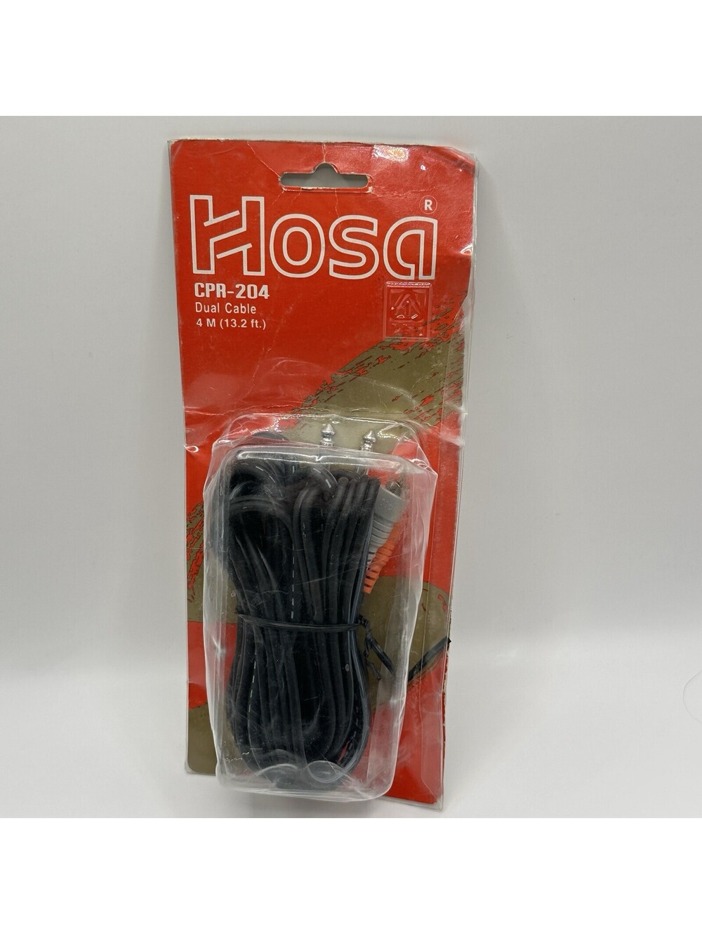 Vintage NOS Hosa CPR204 Audio Cable, Dual 1/4" TS Male-Dual RCA Male, 4M Long